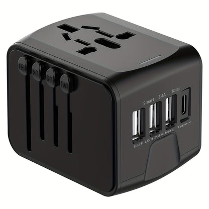 Variant image for Universal Travel Adapter with 4 USB Ports and Type-C – Global Compatibility, Fast Charging Safety Features-2