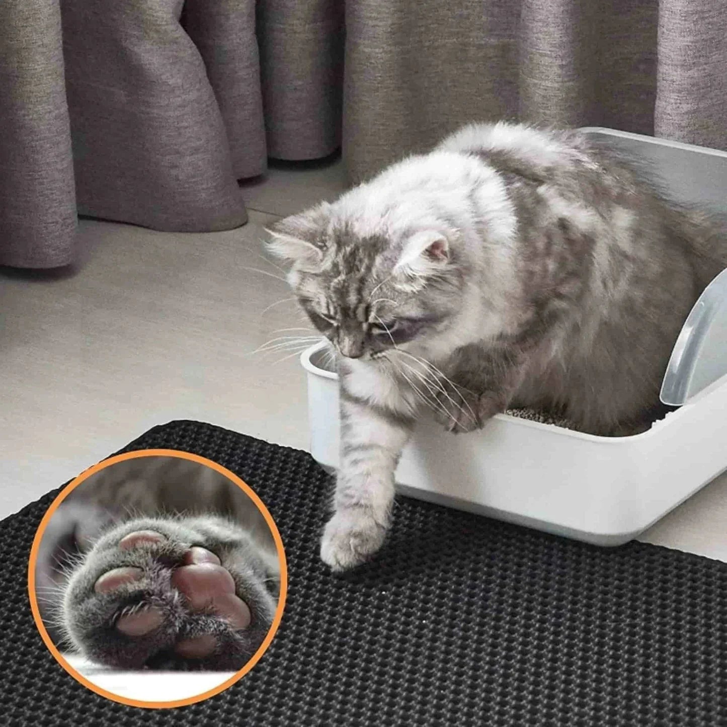 Soft Waterproof Cat Litter Mat – Easy to Clean Kitty Litter Box Floor Mat for Tidy Home-2