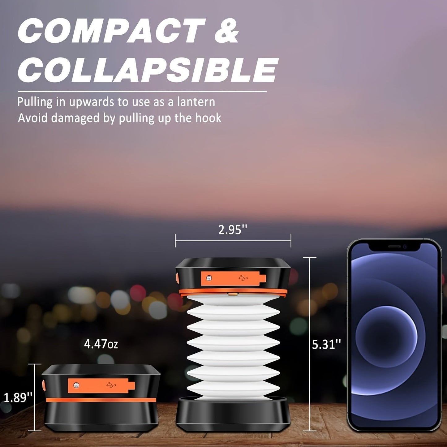 Rechargeable LED Camping Lantern - Compact Foldable Light for Outdoor Adventures and Emergencies-5