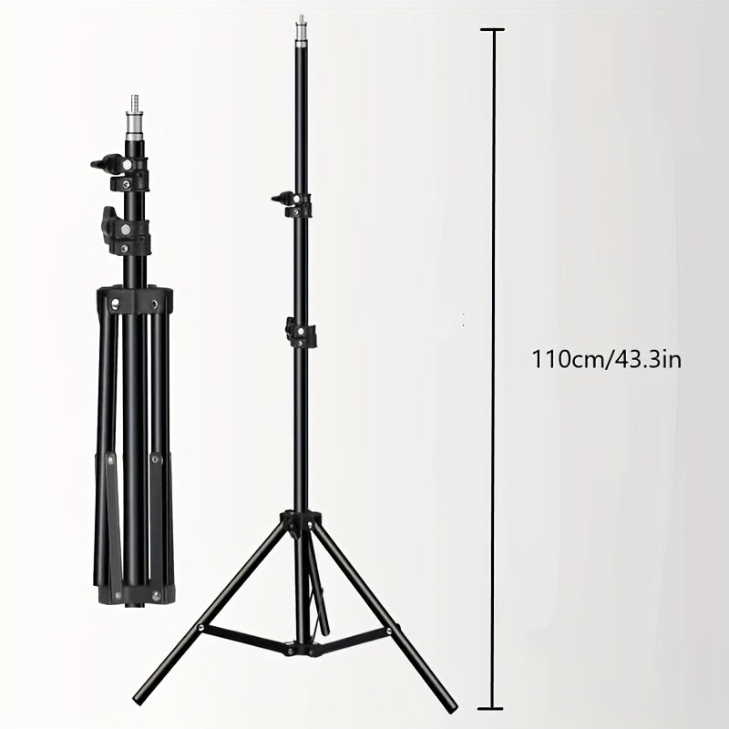Adjustable LED Light Stand for Photography and Video – 1.1m Height, Sturdy Aluminum Tripod with Lamp-3