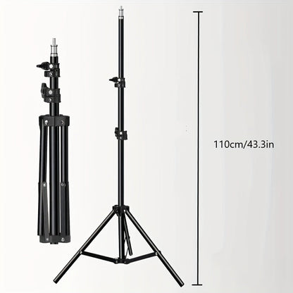Adjustable LED Light Stand for Photography and Video – 1.1m Height, Sturdy Aluminum Tripod with Lamp-3