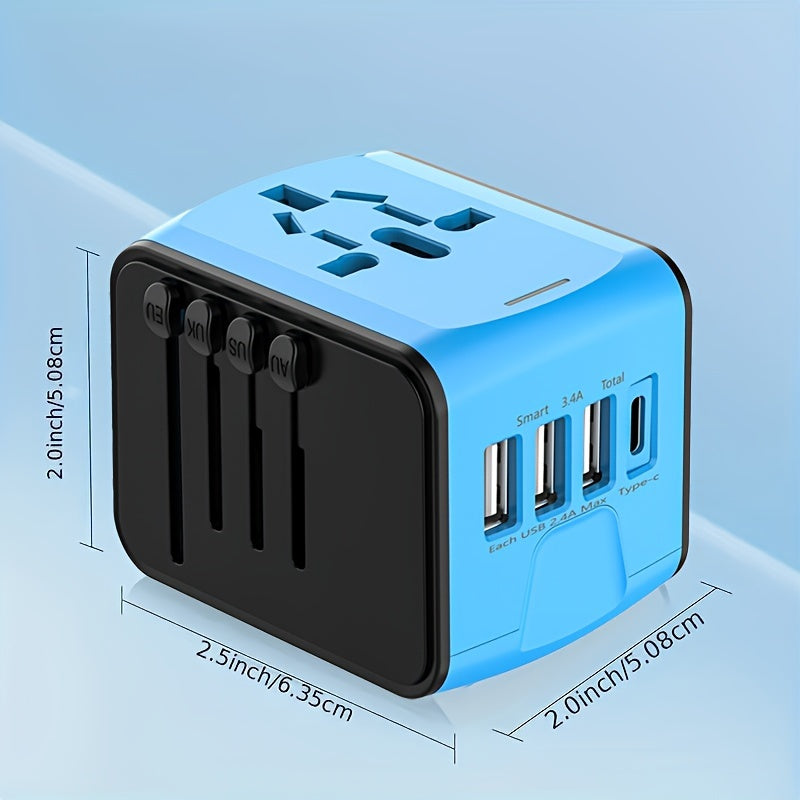 Universal Travel Adapter with 4 USB Ports and Type-C – Global Compatibility, Fast Charging Safety Features-4
