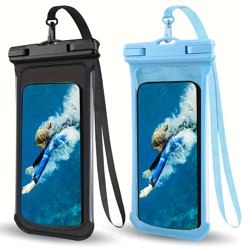 Waterproof Phone Pouch with Neck Strap for Beach and Travel – Durable PVC Smartphone Case for 20-32 cm Devices-2