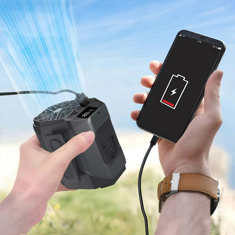 Portable Waist Fan with Power Bank and Flashlight