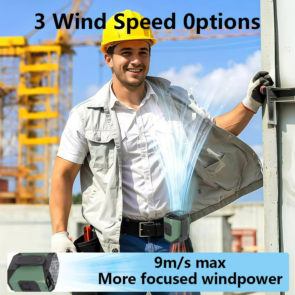 Portable Waist Fan with Power Bank and Flashlight