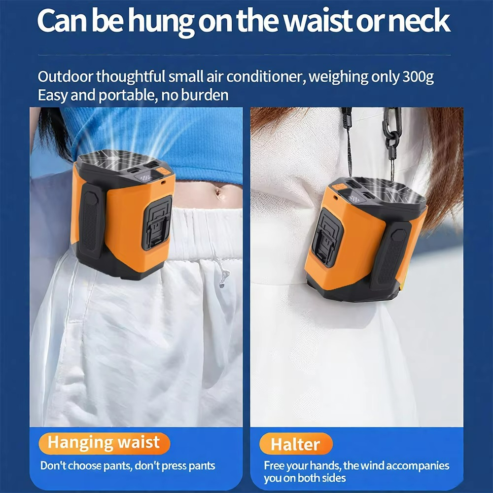 Portable Waist Fan with Power Bank and Flashlight