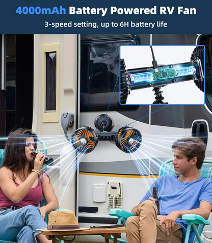 Car Dual Head Fan With Powerful Suction Cup