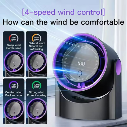 Wireless Portable Home Quiet Ventilator Desktop Digital Display Fan Air Cooler