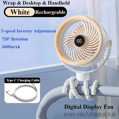 Rechargeable USB Charging Handheld Octopus Fan
