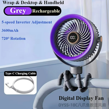 Rechargeable USB Charging Handheld Octopus Fan