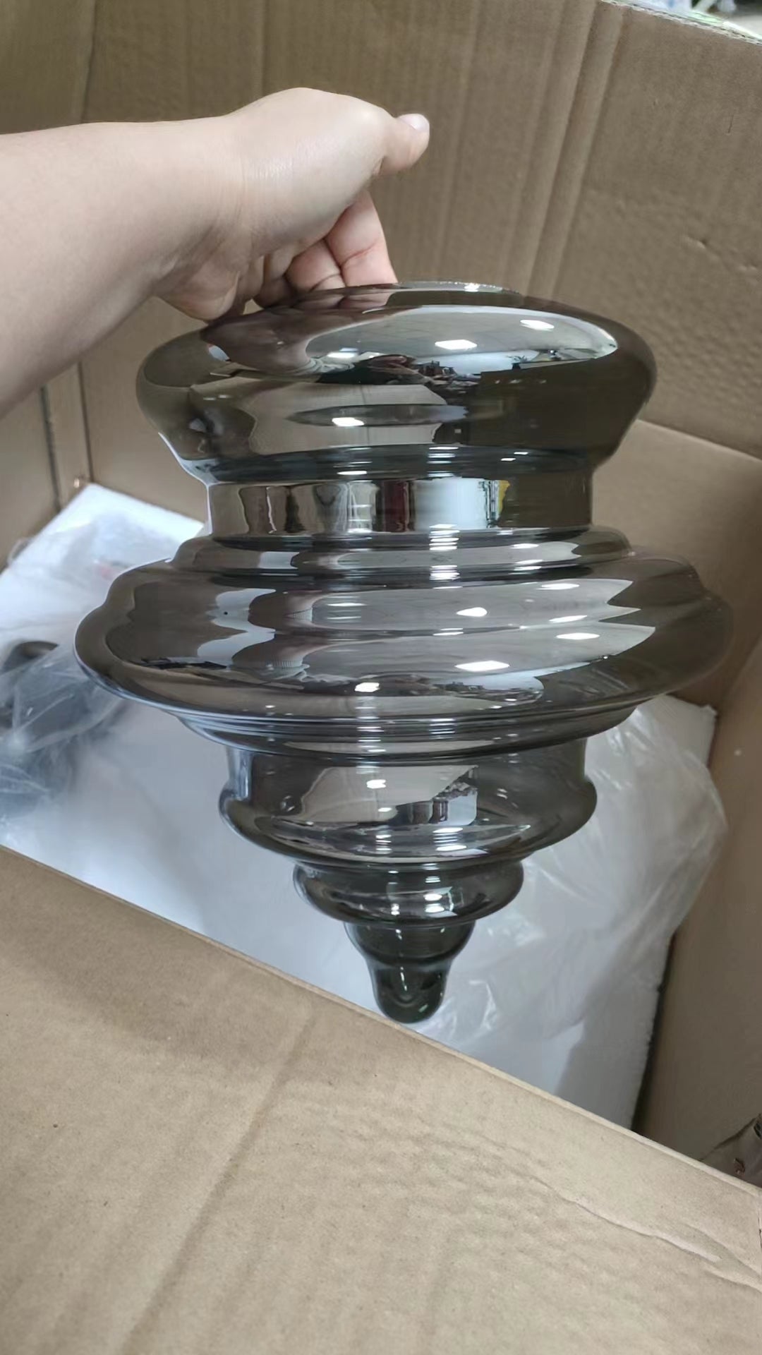 NebulaGlow - Lampe Suspendue Grise