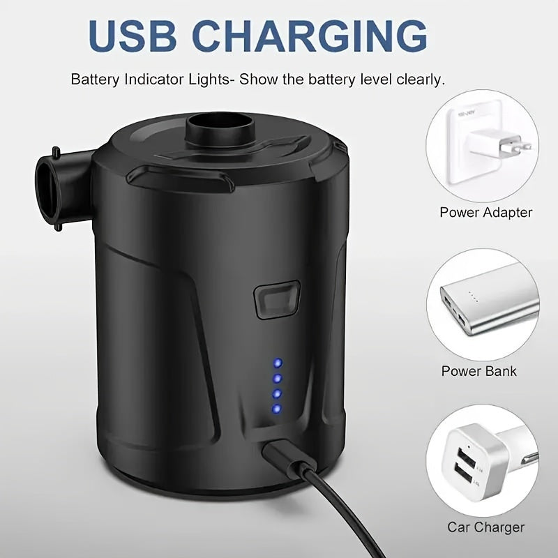 Rechargeable Wireless Mini Electric Air Pump - Lightweight USB Pump for Outdoor Use, Inflates Air Beds and More-2