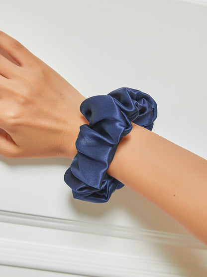 VelvetSilk - Midnight Silk Hair Scrunchies (3.5 cm)