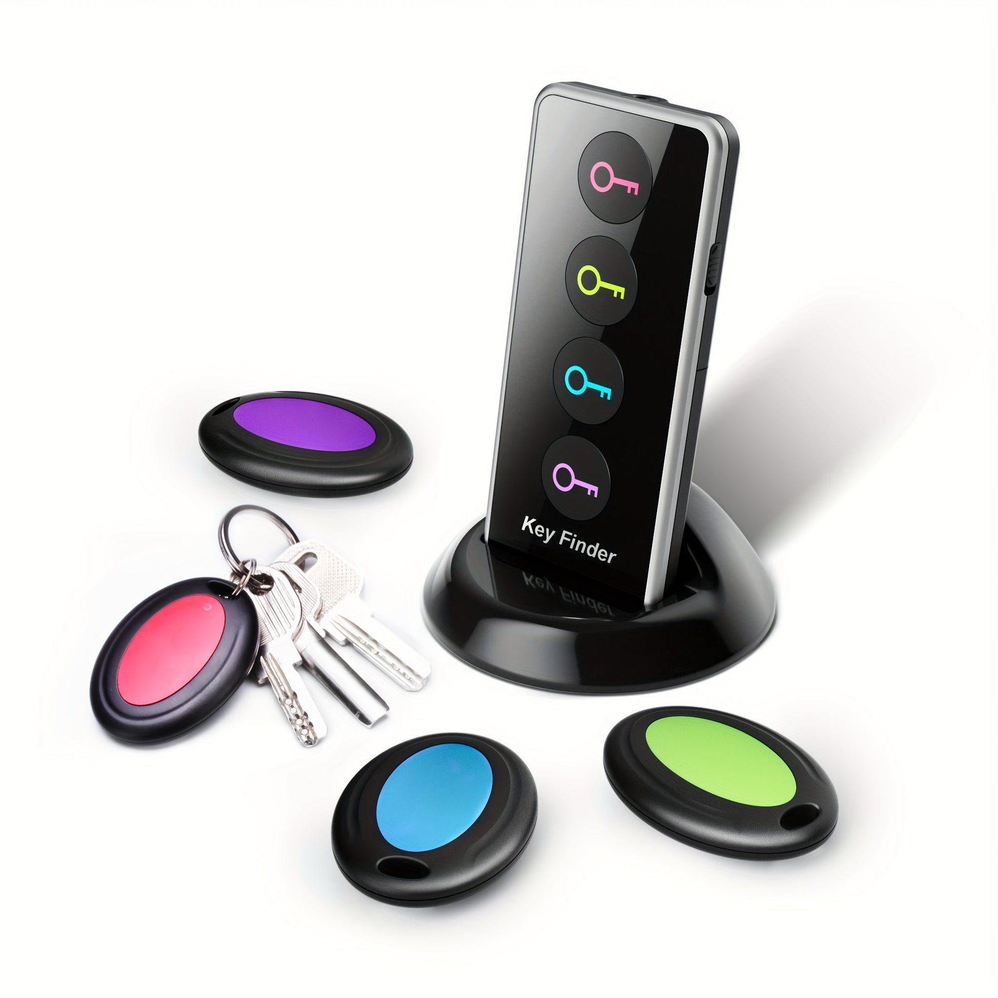 4-in-1 Key Finder with LED Flash and Color-Coded Receivers – Compact Key Locator for Keys, Remotes, and More-5