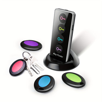 4-in-1 Key Finder with LED Flash and Color-Coded Receivers – Compact Key Locator for Keys, Remotes, and More-5