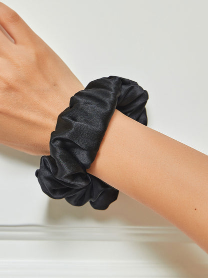 VelvetSilk - Midnight Silk Hair Scrunchies (3.5 cm)