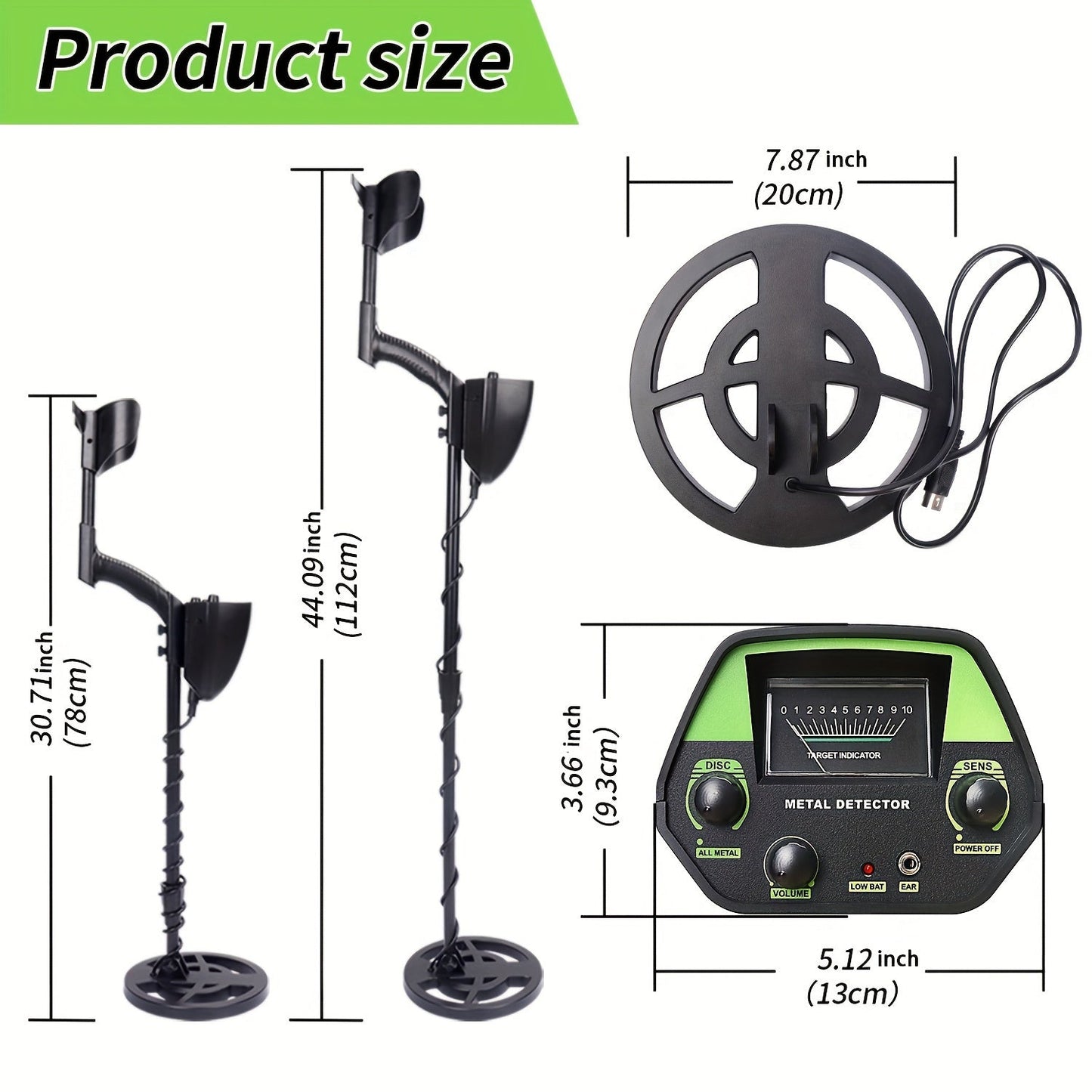 Compact Metal Detector with 20 cm Coil for Accurate Outdoor Treasure Hunting – Lightweight, User-Friendly, Versatile Detection-4