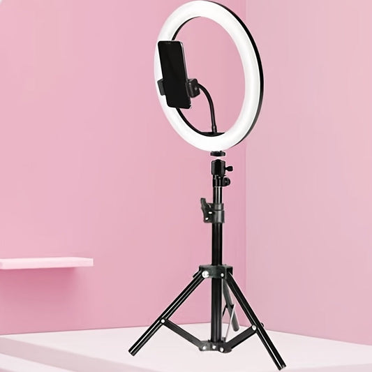 10-Inch LED Ring Light with Adjustable Tripod and Phone Holder - Ideal for Makeup, Photography, and Vlogging-1