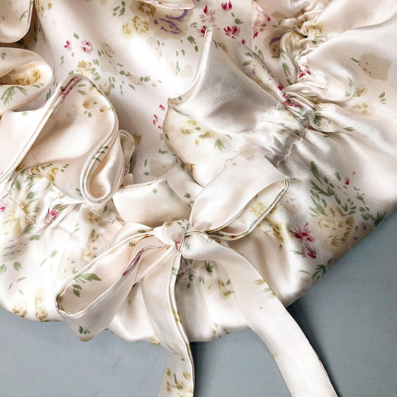 LuxeSilk - Double-Layer Silk Sleep Hat with Ribbon