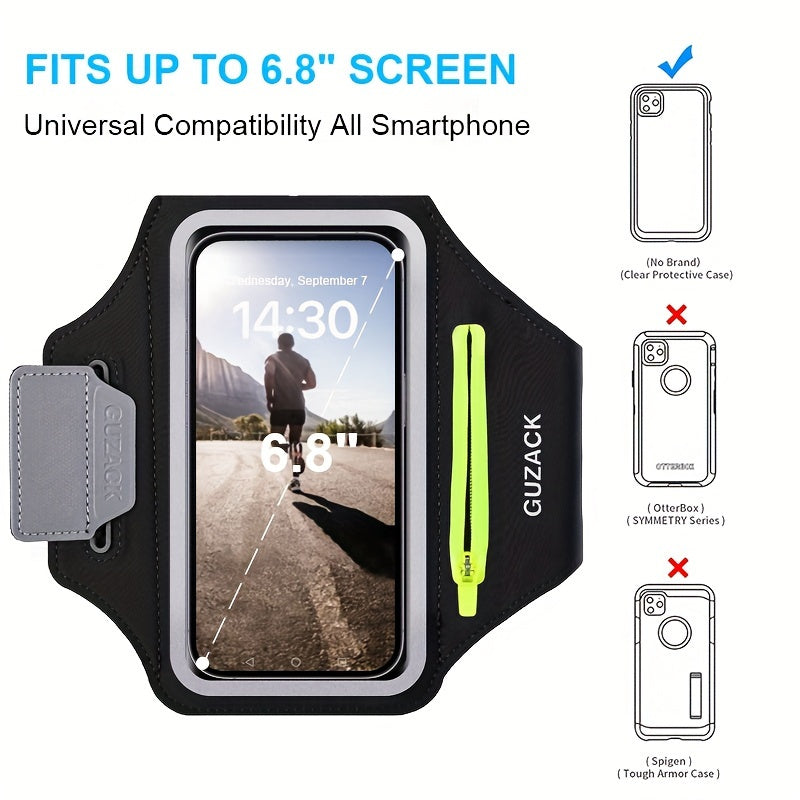 Adjustable Running Phone Holder with Earphone Compartment – Fits Arm Sizes 26-42 cm, Compatible with iPhone and Galaxy-5