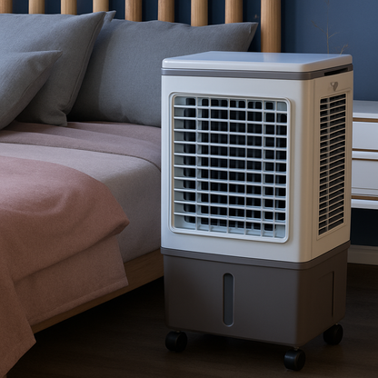 Industrial Evaporative Cooler – 4-in-1 Air Fan with 12-Gallon Water Tank & Easy-Roll Wheels | High Volume Flow | For Workshops & Garages