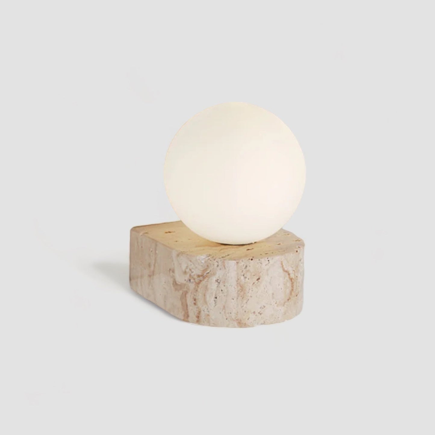 GlobeBeam – Modern Wall Lamp Made from Glass and Travertine
