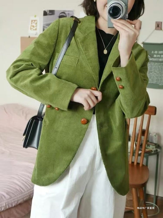 Mikaela | Cotton Lapel Metal Button Blazer