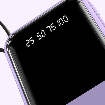 10000mAh Portable Power Bank with Fast Charging and Built-in Cables – Compact Phone Charger with LED Display