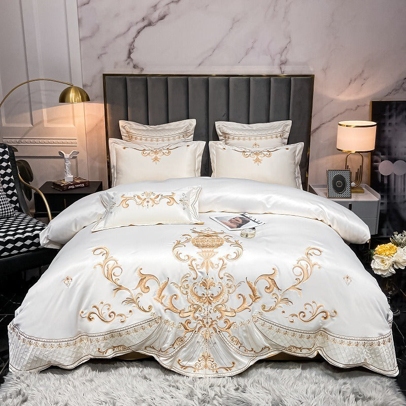 LuxeFeathers – Luxurious Egyptian Cotton Duvet Set with Teal and Peacock Pattern
