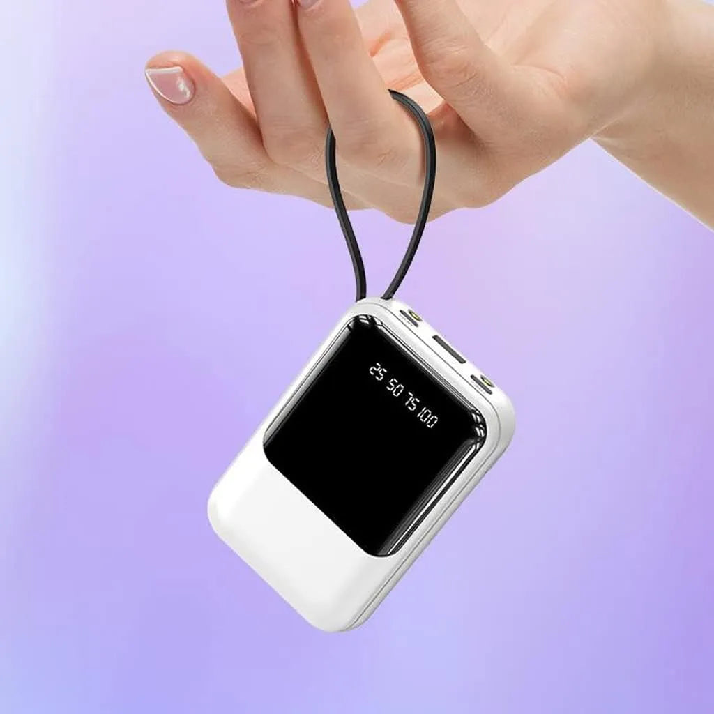 10000mAh Portable Power Bank with Fast Charging and Built-in Cables – Compact Phone Charger with LED Display