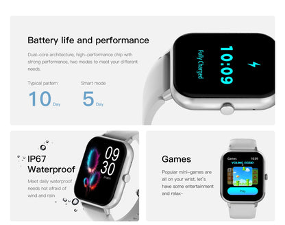 Smartwatch with Heart Rate Monitor and 10 Sports Modes – Slim Design, Compatible with All Smartphones