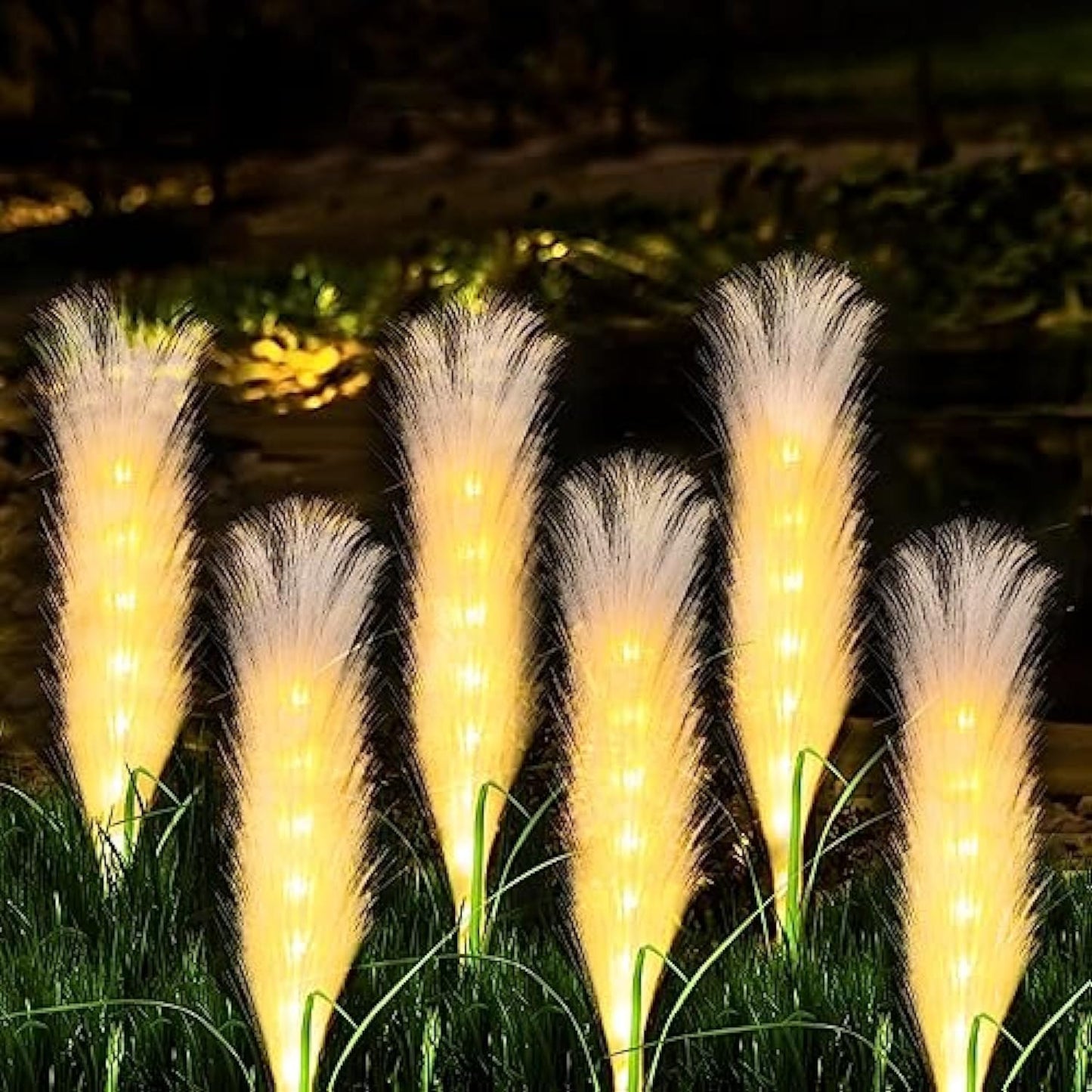 Solar Fiber Reed Outdoor Lights - Durable Solar Garden Lights for Path & Terrace-2