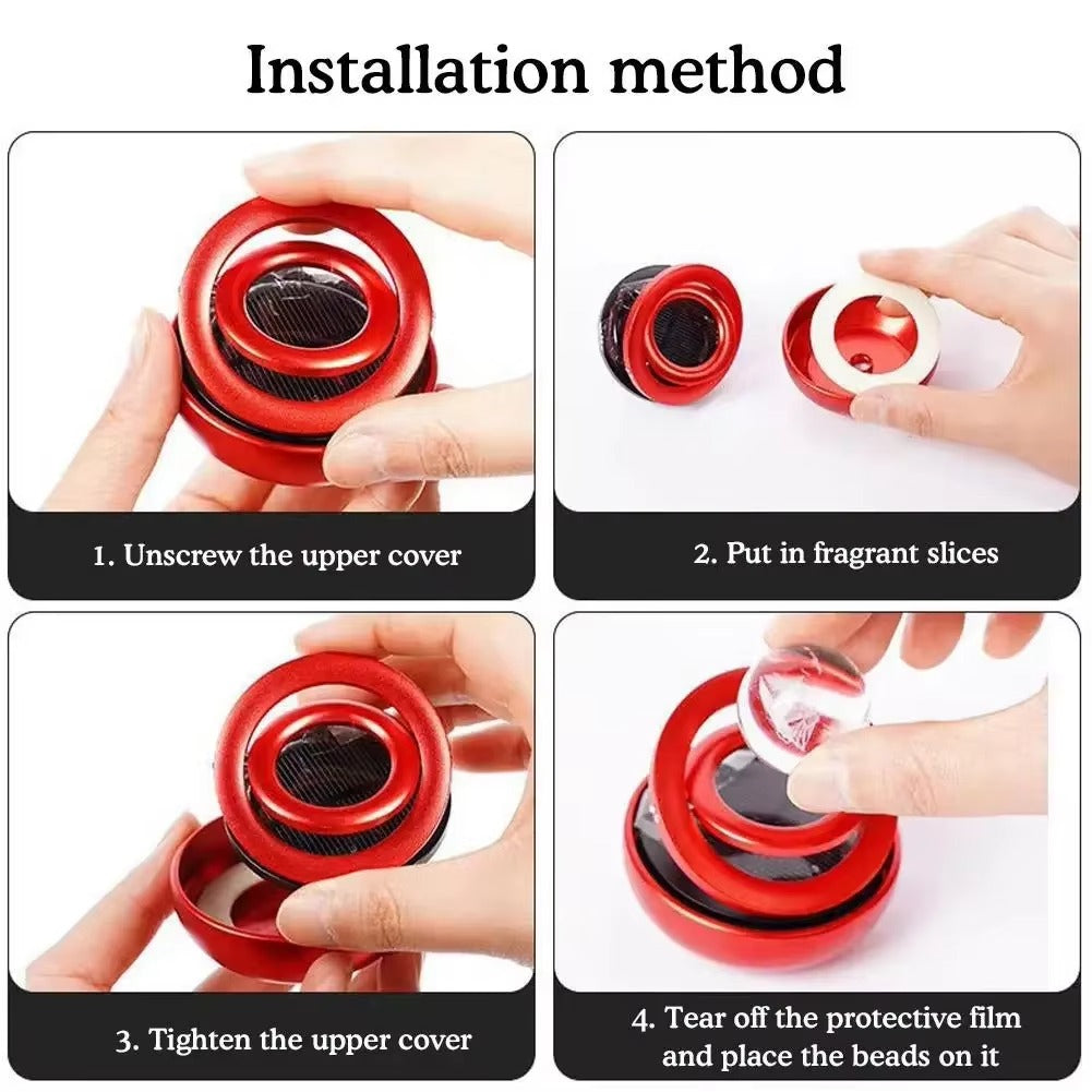 SolarGlow | Premium Solar-drehendes Kristall-Aromatherapie-Ornament für Autos