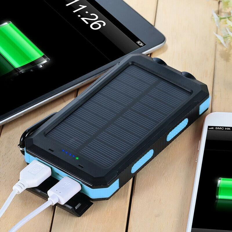 500000mAh Waterproof Solar Power Bank with Dual USB Ports and LED Flashlight - Best Portable Charger for Outdoor Use-2