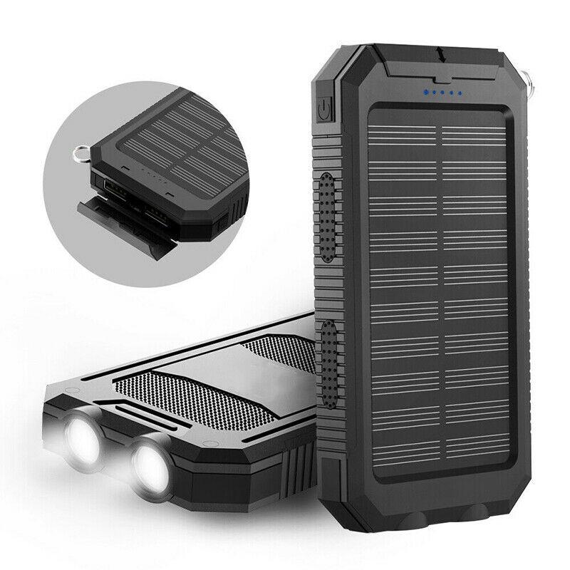 500000mAh Waterproof Solar Power Bank with Dual USB Ports and LED Flashlight - Best Portable Charger for Outdoor Use-1