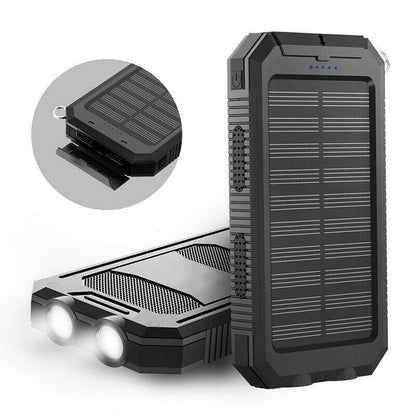 500000mAh Waterproof Solar Power Bank with Dual USB Ports and LED Flashlight - Best Portable Charger for Outdoor Use-1