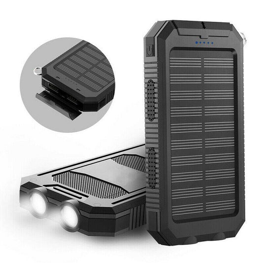 500000mAh Waterproof Solar Power Bank with Dual USB Ports and LED Flashlight - Best Portable Charger for Outdoor Use-1