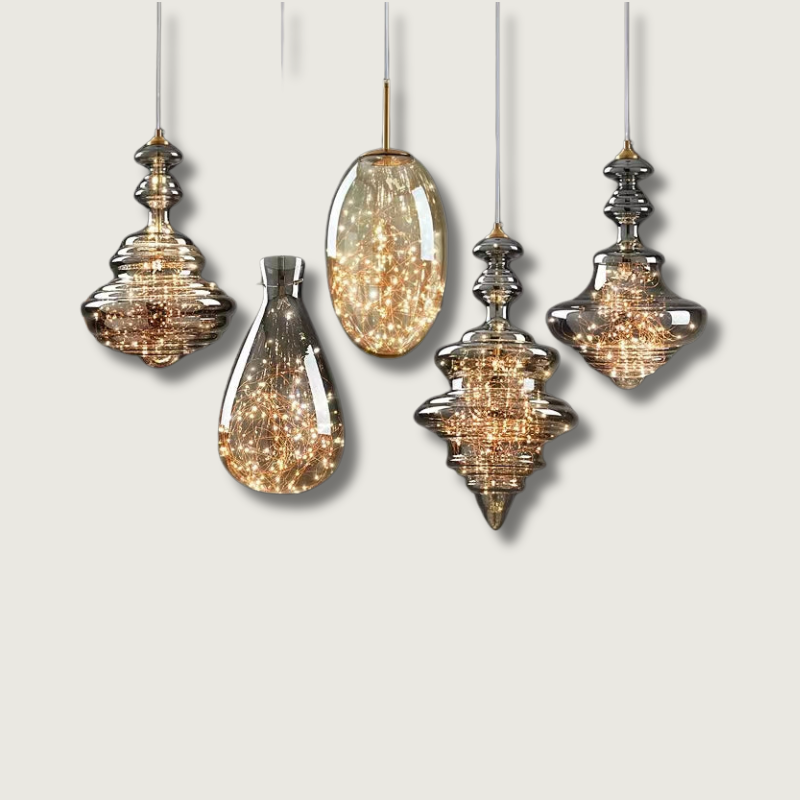 NebulaGlow - Lampe Suspendue Grise