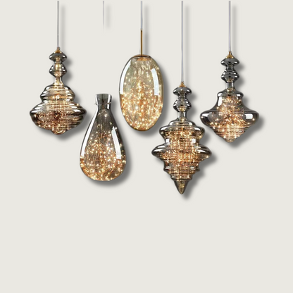 NebulaGlow - Lampe Suspendue Grise