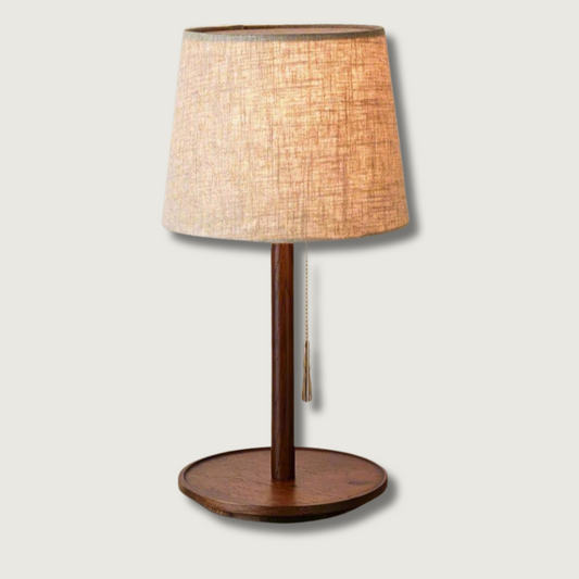 NobleGlow - Lampe de bureau en noyer et textile