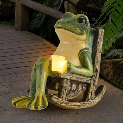 FrogShine - Sculpture d'éclairage solaire de jardin