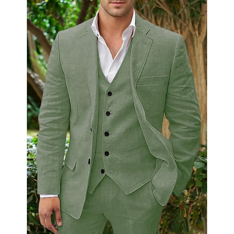 Variant image for Men's Linen Suit Black Size M Blend - Wedding Suits for Men-43