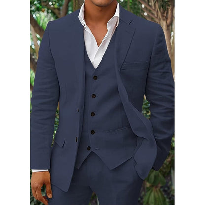 Men's Linen Suit Black Size M Blend - Wedding Suits for Men-6